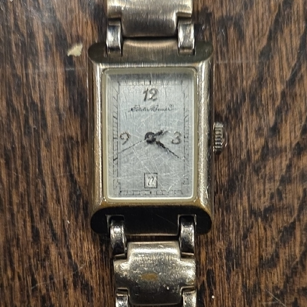 Vintage Eddie Bauer Silver Rectangular Wristwatch - image 1